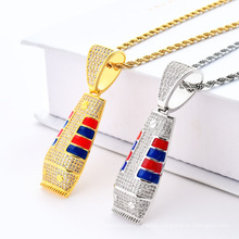 hip hop gold razor pendant necklace jewelry,copper iced out zircon diamond pendant necklace for men women